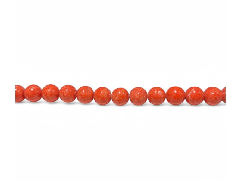 coral, orange, 14mm round pressed beads