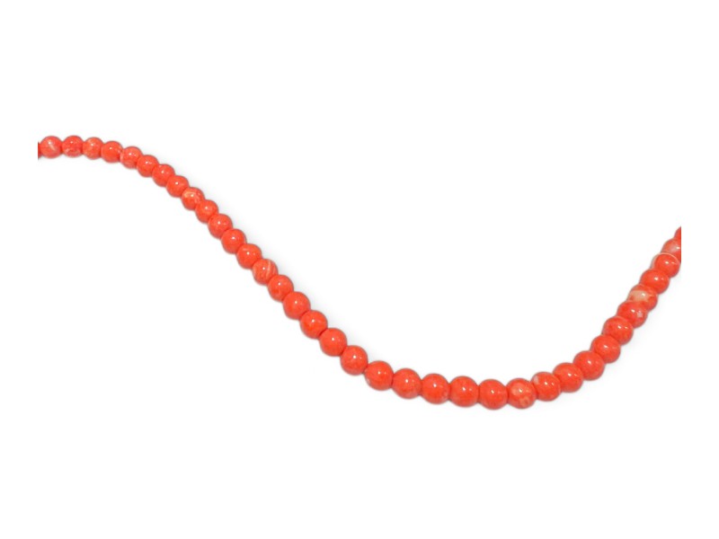 coral, orange, 4-5mm round pressed beads