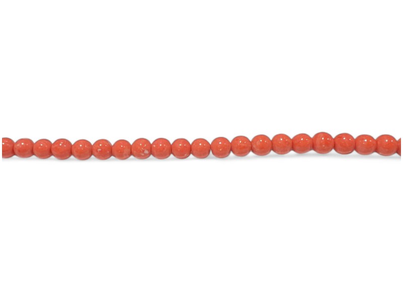 coral, orange, 6mm round pressed beads