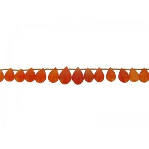 carnelian briolette faceted beads 10" strand