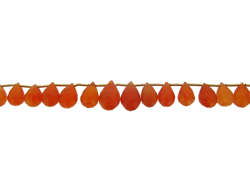 Carnelian Badamche / Drops / Briolette Faceted Beads - 10" strand