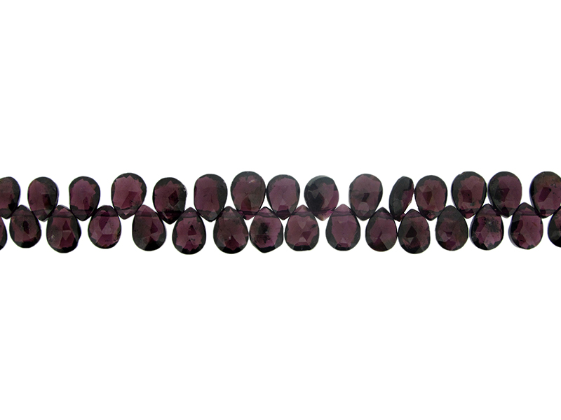 Garnet Small "Heavy" Heart / Pear Briolette Beads 8" strand