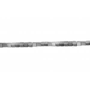 Hematite Square Beads, Silver 2 mm 