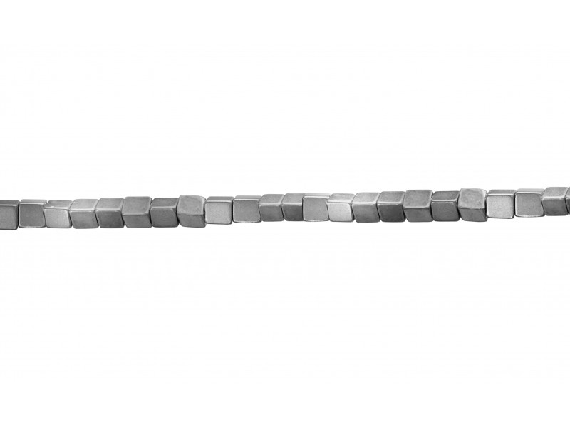Hematite Square Beads, Silver 2 mm 