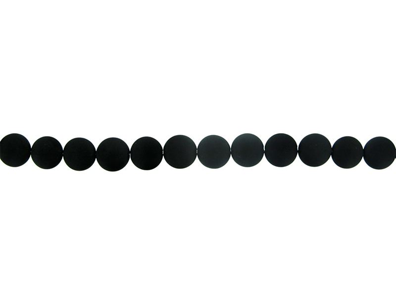 Onyx Black Coin Beads, Matte Finish, 14mm