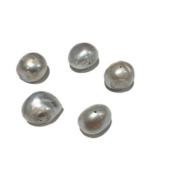 pearl bead singles, grey baroque, 12-14mm
