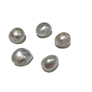 pearl bead singles, grey baroque, 12-14mm