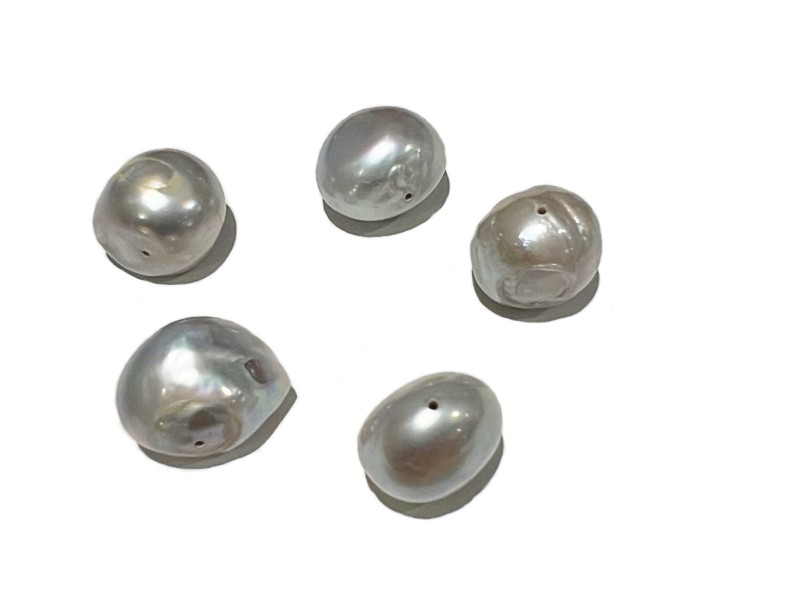 pearl bead singles, grey baroque, 12-14mm