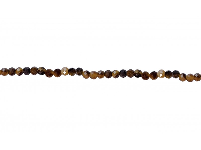 Tiger Eye Round Faceted Beads - 2mm