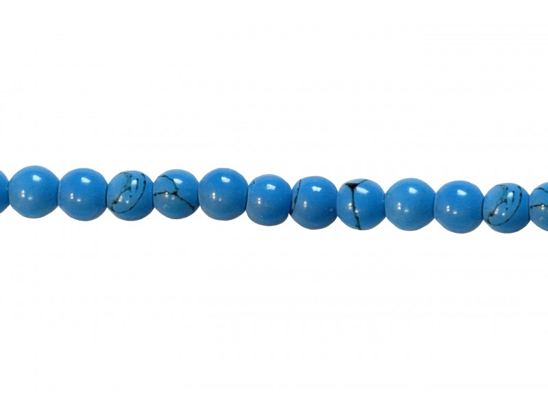 Turquoise Pressed Round Black Stain Beads - 3mm - 5 mm  