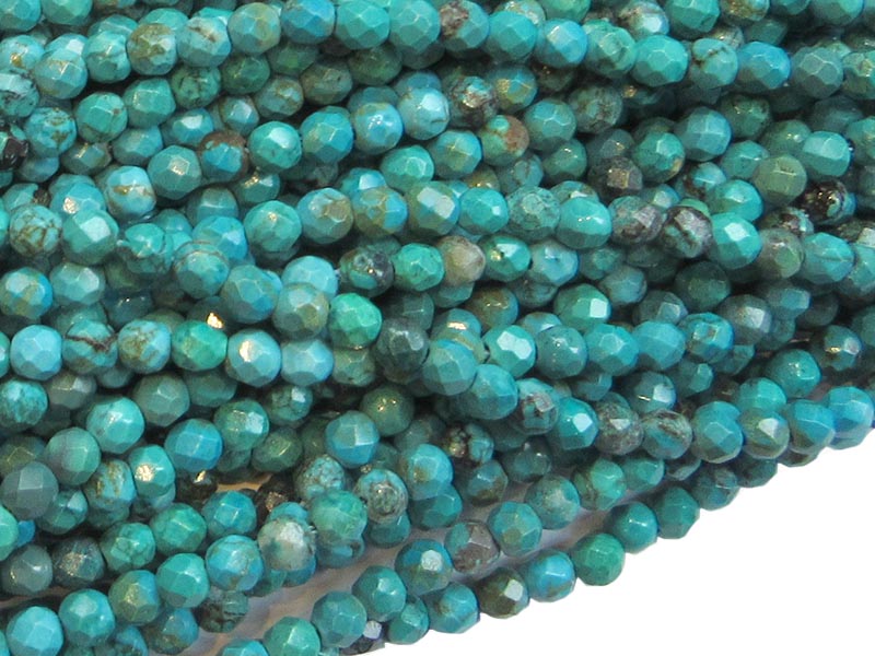 Turquoise (Pressed) Faceted Round Beads - 4mm 