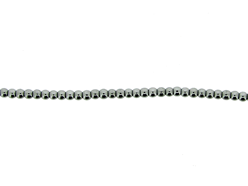Hematite Silver Round Beads 2mm