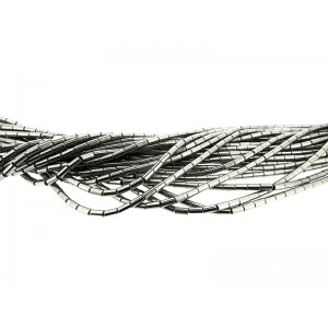 Hematite Silver Tube Beads 2x5mm