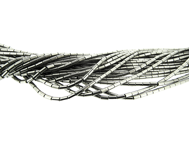 Hematite Silver Tube Beads 2x5mm