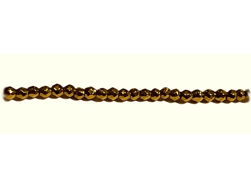 hematite gold colour faceted round beads 2mm