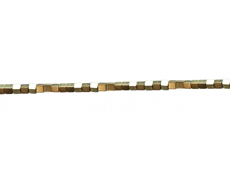 Hematite Gold Colour Square Beads 2mm