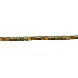 Hematite Gold Matt Square Beads 2mm