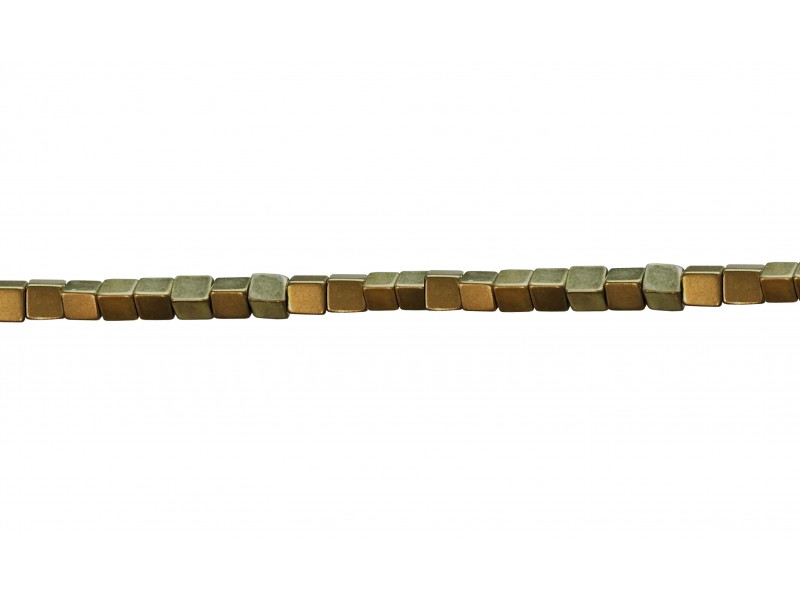 Hematite Gold Matt Square Beads 2mm