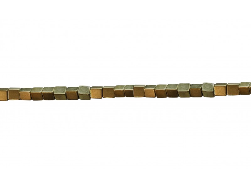 Hematite Gold Matt Square Beads - 2mm