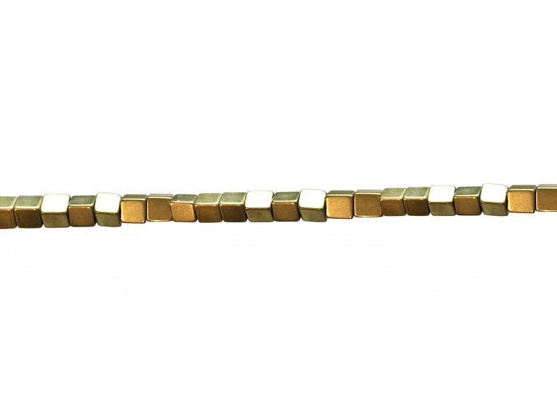 Hematite Gold Square Beads 4mm