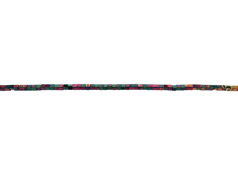 hematite rainbow square beads 2mm