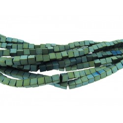 Hematite Turquoise Colour Square - 4mm Beads