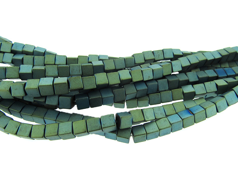 Hematite Turquoise Colour Square - 4mm Beads