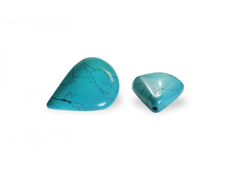 PRESSED TURQUOISE PEAR SHAPED SINGLES - DRILLED