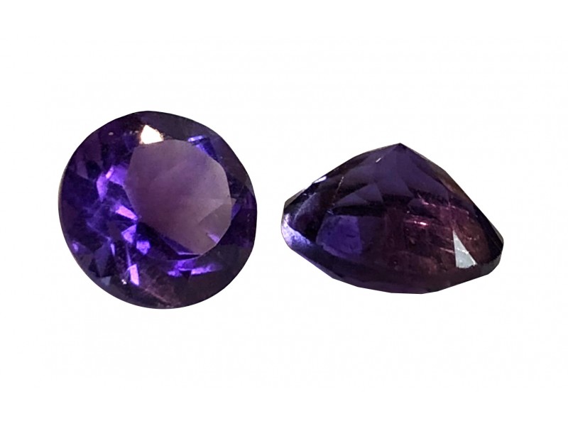 Amethyst Cut Stone, Round - 8mm