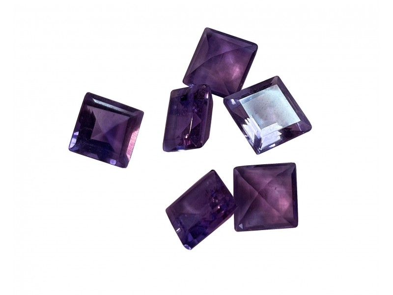 Amethyst Cut Stone, Square - 7mm