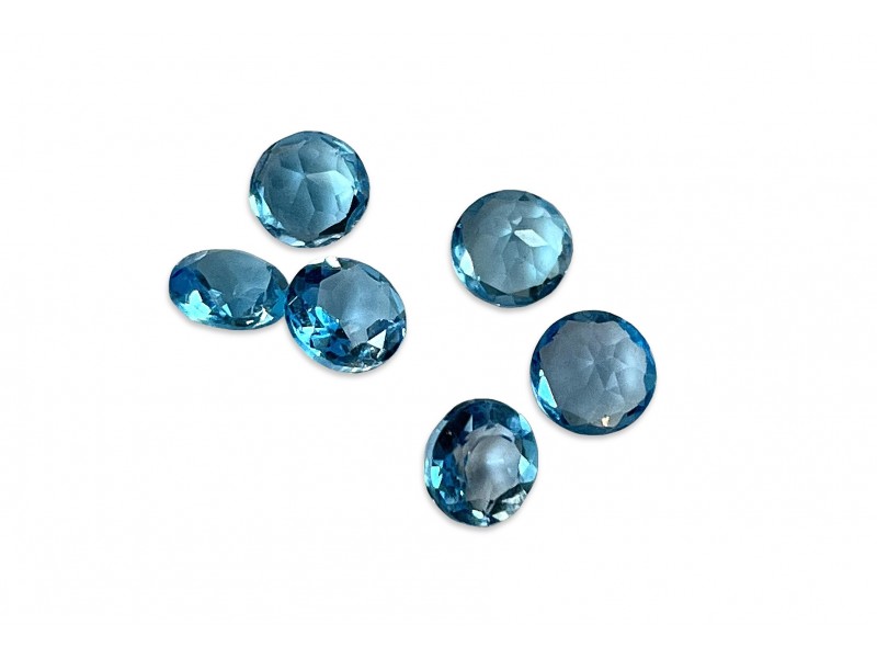 Blue Topaz Cut Stone, Round, Dark - 6mm