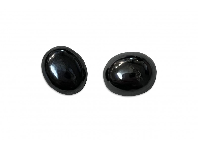 Hematite Cabs, Oval, 10 x 12 mm