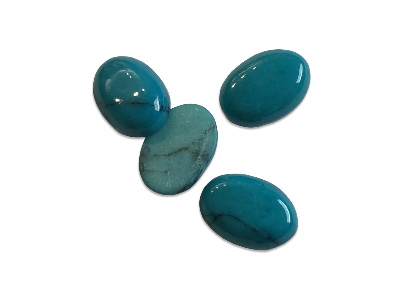 HOWLITE DYED CABS, TURQUOISE COLOUR, OVAL 7.4x10mm