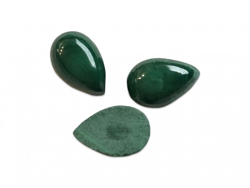 Malachite Cabs, Pear, 5 x 8 mm