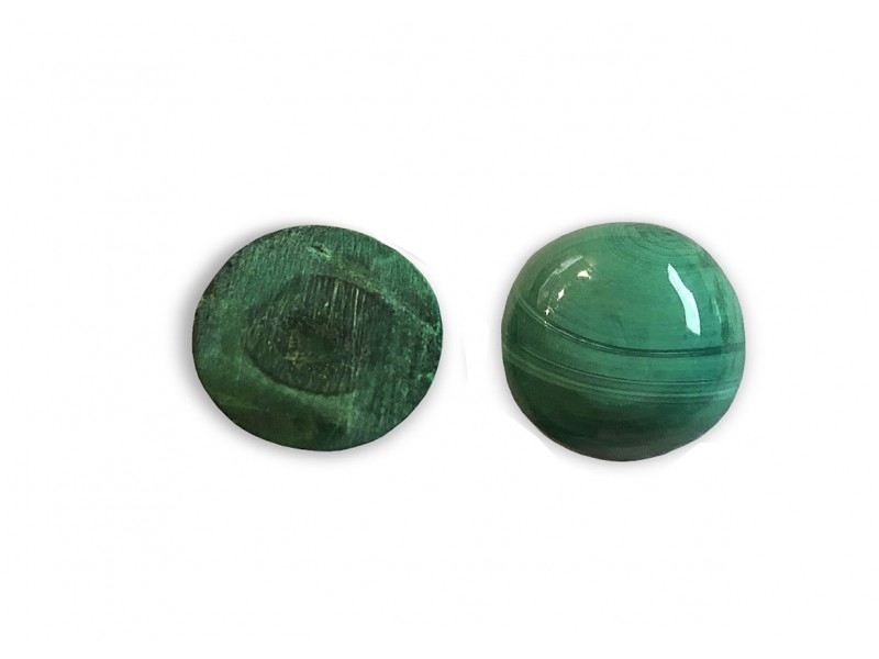 Malachite Cabs, Round, 5 mm