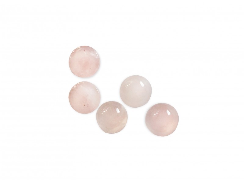 Rose Quartz Cabs, Round, 6 mm  