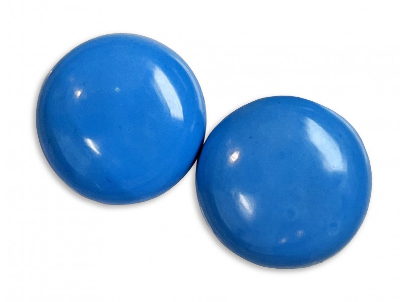 Turquoise Pressed Cabs, Round, 20 mm