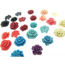 Pressed Coral Flower Pendant Mixed Colours, 12mm-15mm