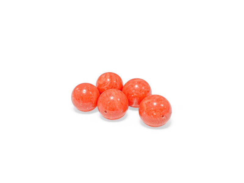 coral orange 15mm half-drilled pressed round ball