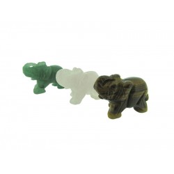 Gemstone Elephant Statue (Rose Quartz / Aventurine / Tiger's Eye)