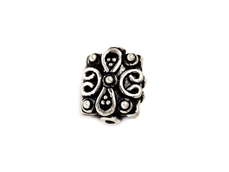 Sterling Silver 925 Ethnic Bead 2.28gr 9.6 x 11.5mm, Thickness 6.44mm