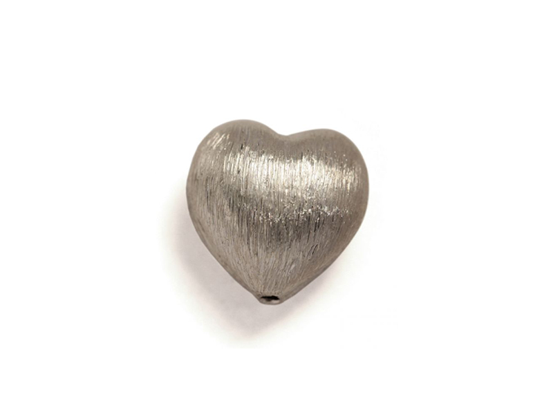 Sterling Silver 925 Ethnic Bead Heart 1.2gr 11.2 x 11.5mm, Thickness 7.86mm