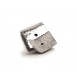 Sterling Silver 925 Ethnic Square Flat Bead 0.41gr 10.3 x 10.7mm, Thickness 0.46mm