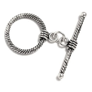S925 TWISTED ROPE TOGGLE CLASP SET, 16.8mm RING 