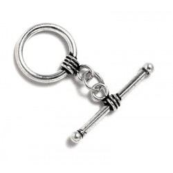 S925 PLAIN TOGGLE CLASP SET w/ DUMB-BELL BAR, 13.5mm RING 