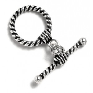 S925 CHUNKY TWISTED ROPE TOGGLE CLASP SET, 15.5mm RING 