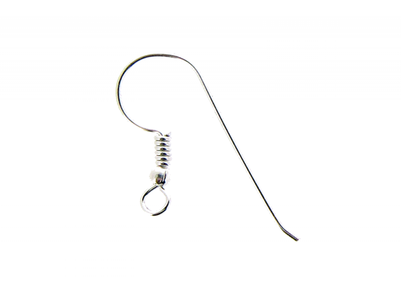 Sterling Silver 925 Ear Wires (with bead coil and ball) - 22mm