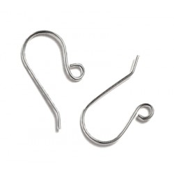 Sterling Silver 925 Plain Ear Shepherd Hook Wires  - 19mm