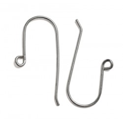 Sterling Silver 925 Plain Shepherd Hook Ear Wires - 24.5mm