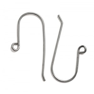 Sterling Silver 925 Plain Shepherd Hook Ear Wires - 24.5mm